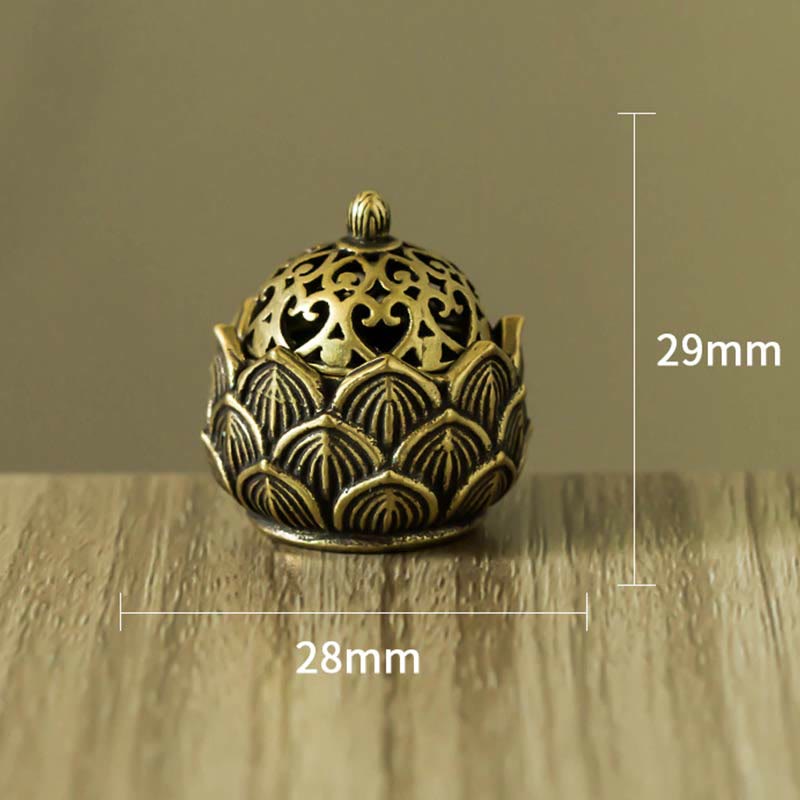 Nimara Ritual Tibetan Mini Lotus Pattern Meditation Copper Incense Burner