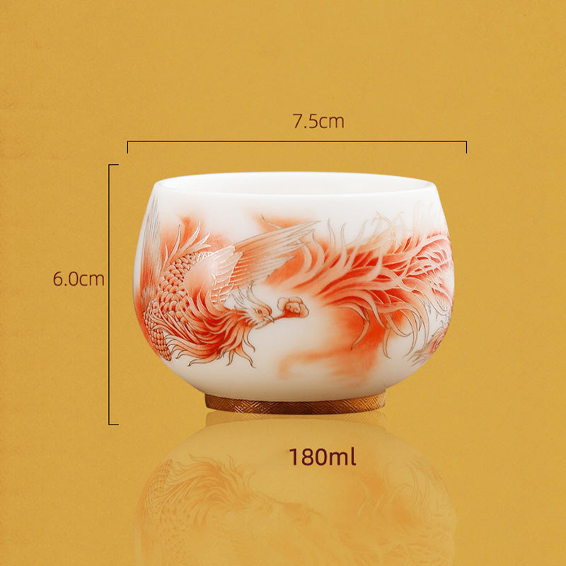 Nimara Ritual Phoenix White Porcelain Ceramic Teacup Kung Fu Tea Cup