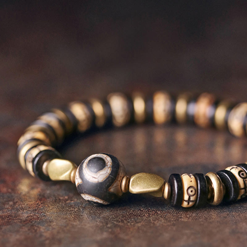 Nimara Ritual Tibetan Bone Beads Ebony Wood Strength Bracelet