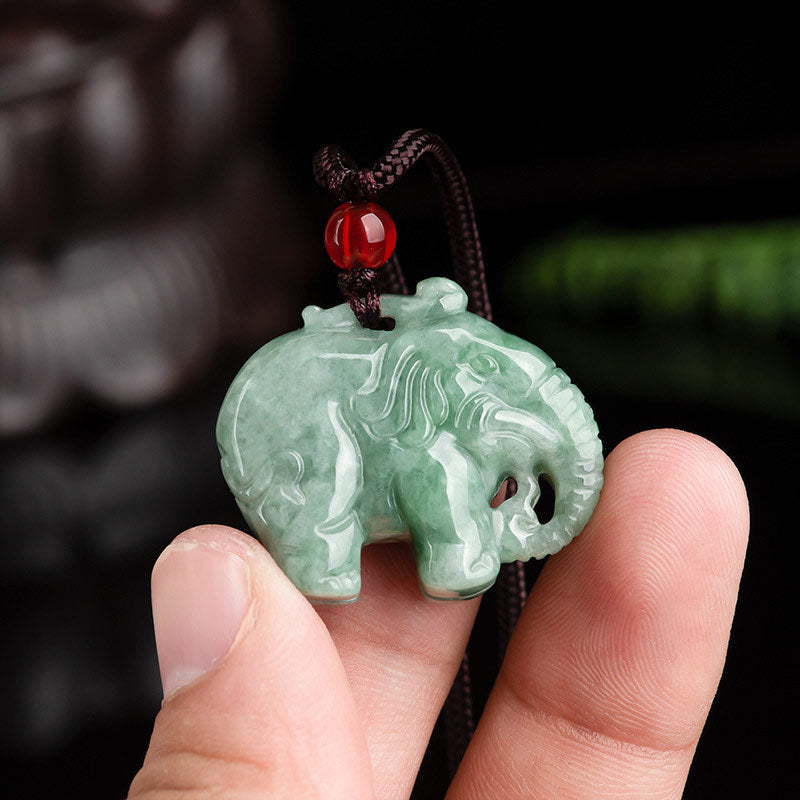 Nimara Ritual Elephant Jade Luck Strength Necklace String Pendant