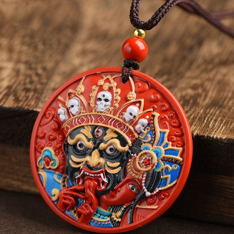 Nimara Ritual Zakiram Goddess of Wealth Painted Cinnabar Blessing Necklace Pendant