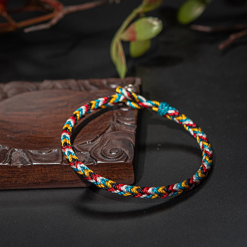 Nimara Ritual Tibet Handmade Five Color Thread Protection Braid String Bracelet
