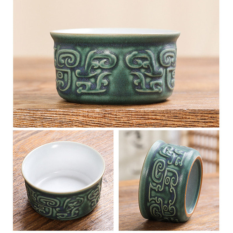 Nimara Ritual Sanxingdui Ceramic Teacup Kung Fu Tea Cup With Bag