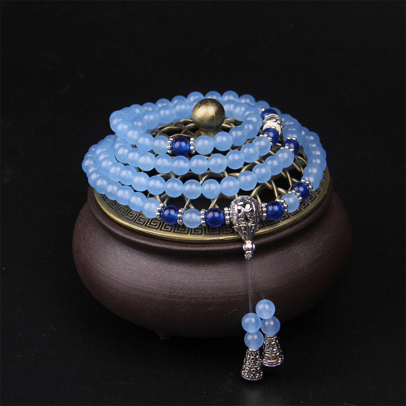 Nimara Ritual 108 Beads Blue Crystal Healing Bracelet Mala