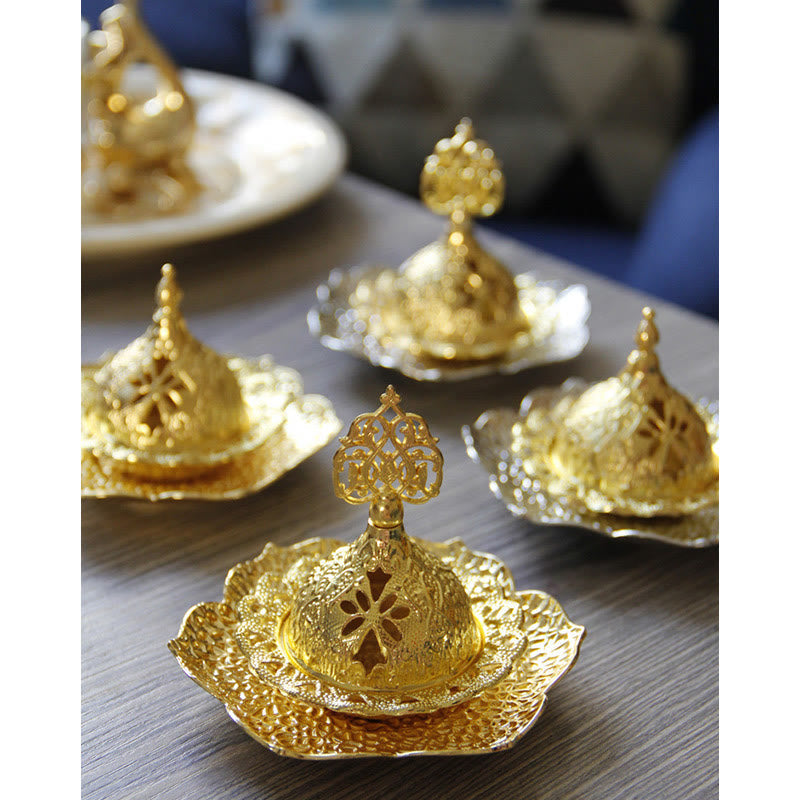 Nimara Ritual Gold Leaf Coaster Spiritual Mini Alloy Metal Incense Burner