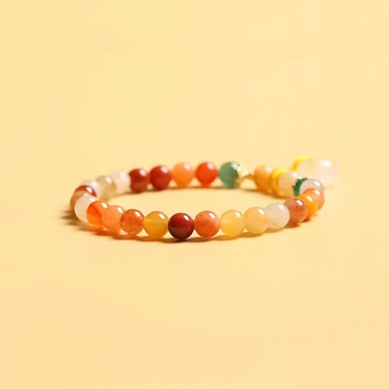Nimara Ritual 14K Gold Plated Colorful Golden Silk Jade Peace Buckle Wealth Bracelet