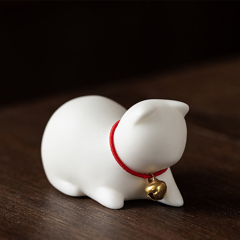 Nimara Ritual Mini Small Cute Cat Tea Pet Ceramic Home Desk Figurine Decoration