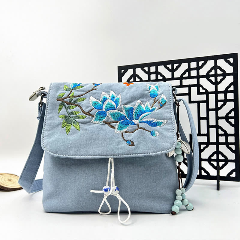 Nimara Ritual Embroidered Camellia Epiphyllum Gardenia Sakura Flowers Crossbody Bag Shoulder Bag Cellphone Bag