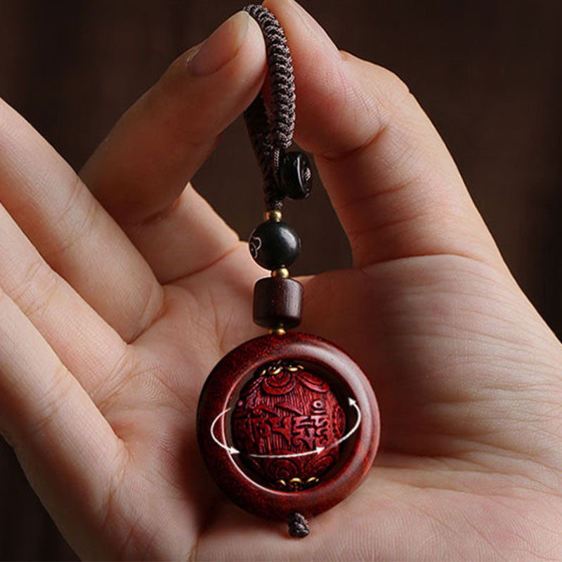 Nimara Ritual Tibetan Small Leaf Red Sandalwood Ebony Luck Protection Rotation Decoration