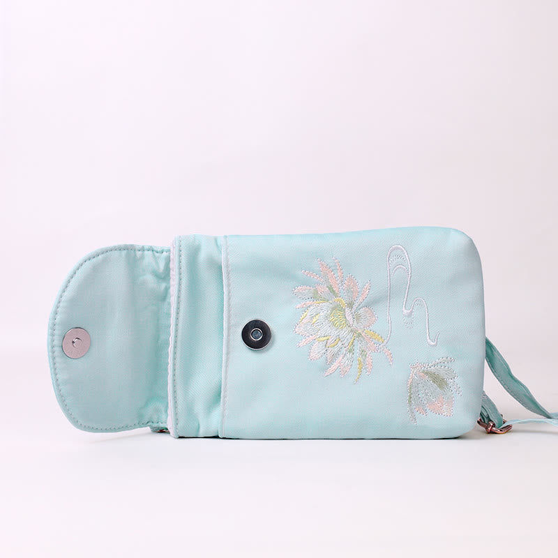 Nimara Ritual Small Embroidered Flowers Crossbody Bag Shoulder Bag Double Layer Cellphone Bag