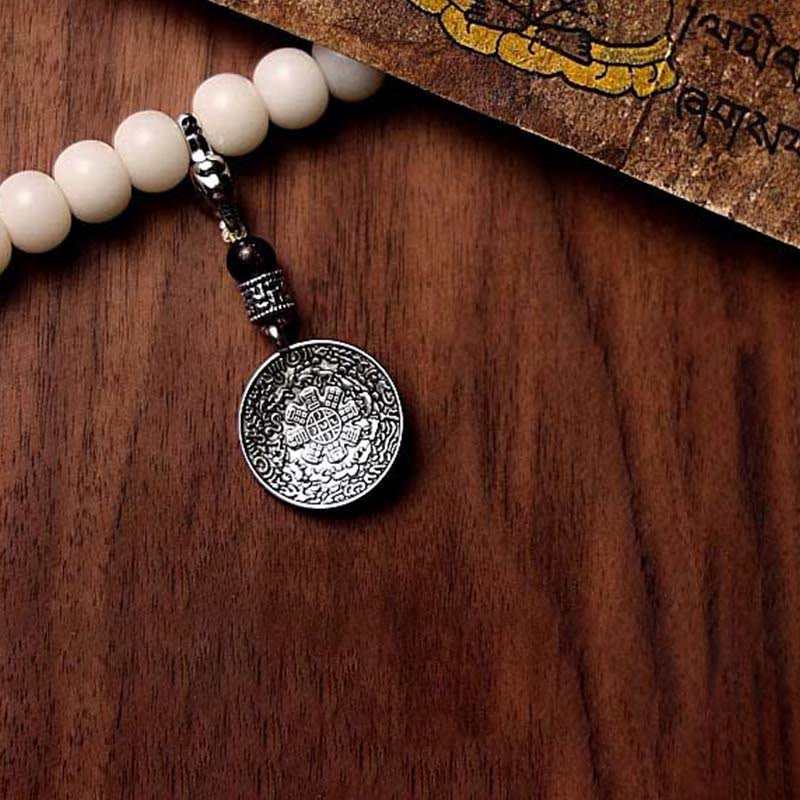 Nimara Ritual Tibet 108 Mala Beads Bodhi Seed Bagua Vajra Dzi Bead Gray Agate Wealth Bracelet