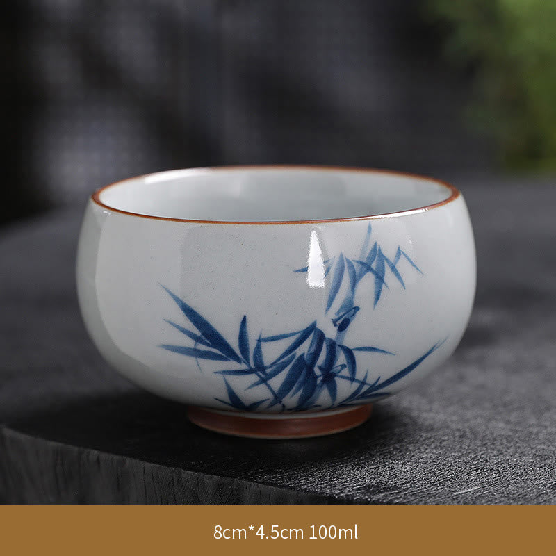 Nimara Ritual Lotus Flower Leaf Bamboo Ceramic Teacup Kung Fu Tea Cups