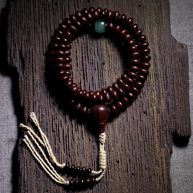 Nimara Ritual Natural Tibet 108 Mala Beads Purple Bodhi Seed Three-eyed Dzi Bead Copper Dorje Harmony Bracelet