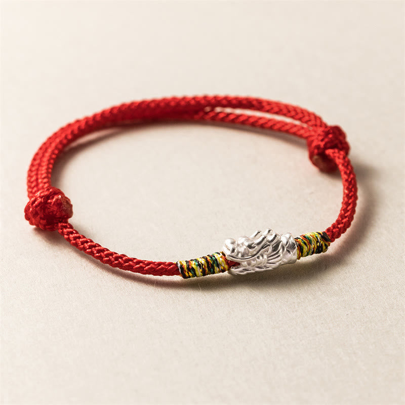 Nimara Ritual 925 Sterling Silver Year of the Dragon Luck Strength Red Rope Bracelet