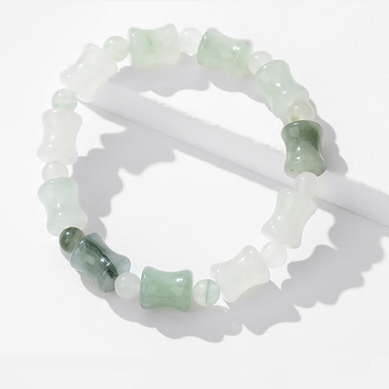Nimara Ritual Jade Coconut Shell Bamboo Pattern Abundance Luck Bracelet