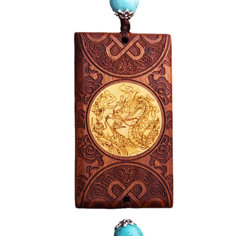Nimara Ritual Tibetan Rosewood Boxwood Dragon Cure Courage Car Decoration