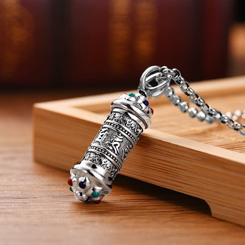 Nimara Ritual Tibetan Om Mani Padme Hum Focus Necklace Pendant