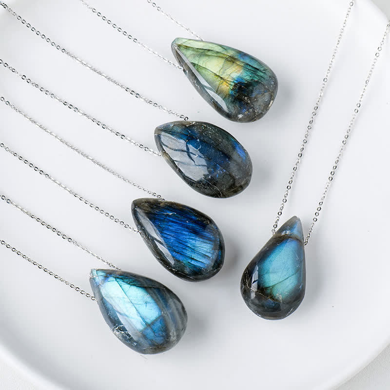 Nimara Ritual Labradorite Water Drop Support Healing Necklace Pendant