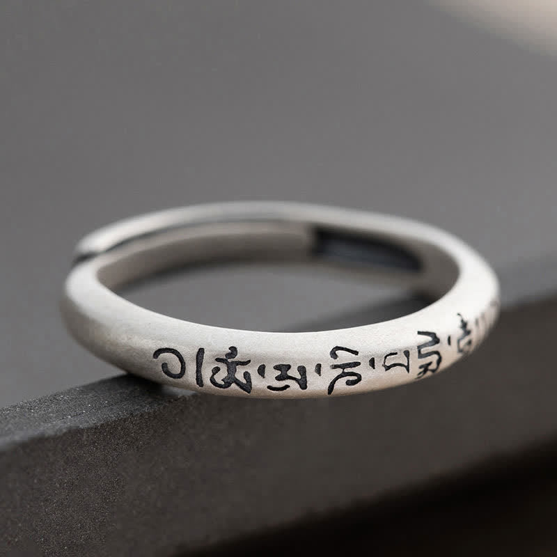 Nimara Ritual 990 Sterling Silver Six True Words Om Mani Padme Hum Love Peace Ring