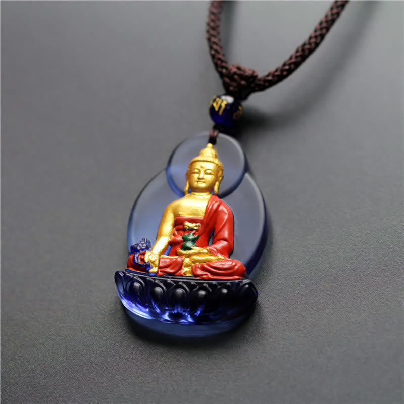 Nimara Ritual Tibet Medicine Buddha Liuli Crystal Compassion Necklace Pendant