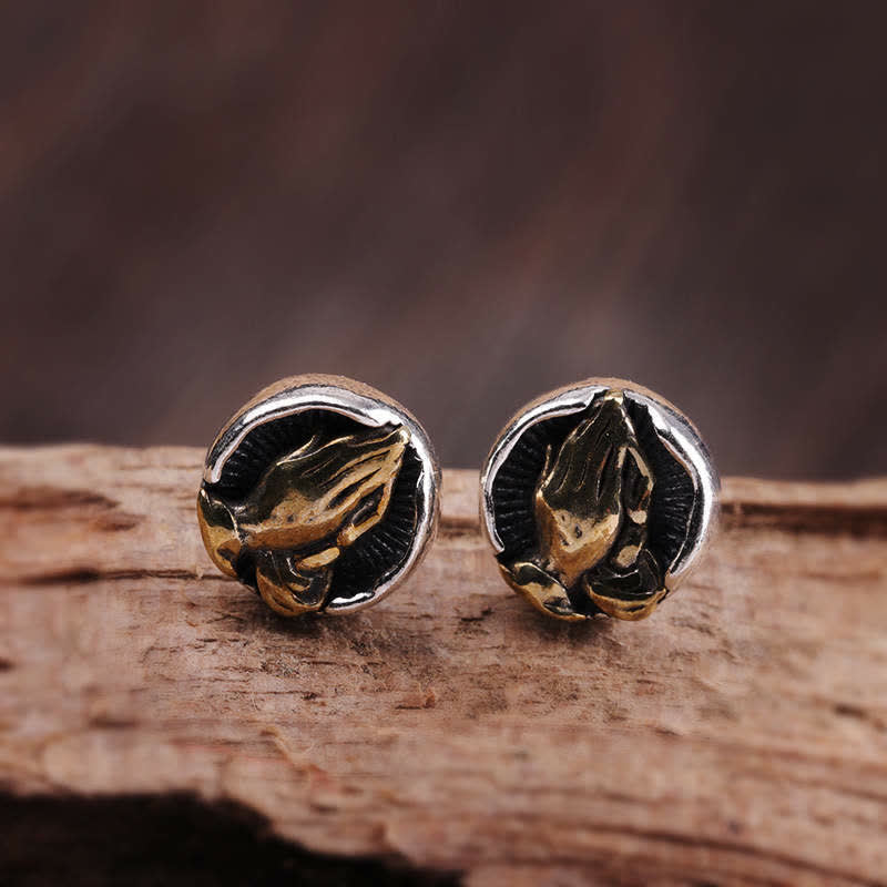 Nimara Ritual 925 Sterling Silver Namaste Equality Stud Earrings