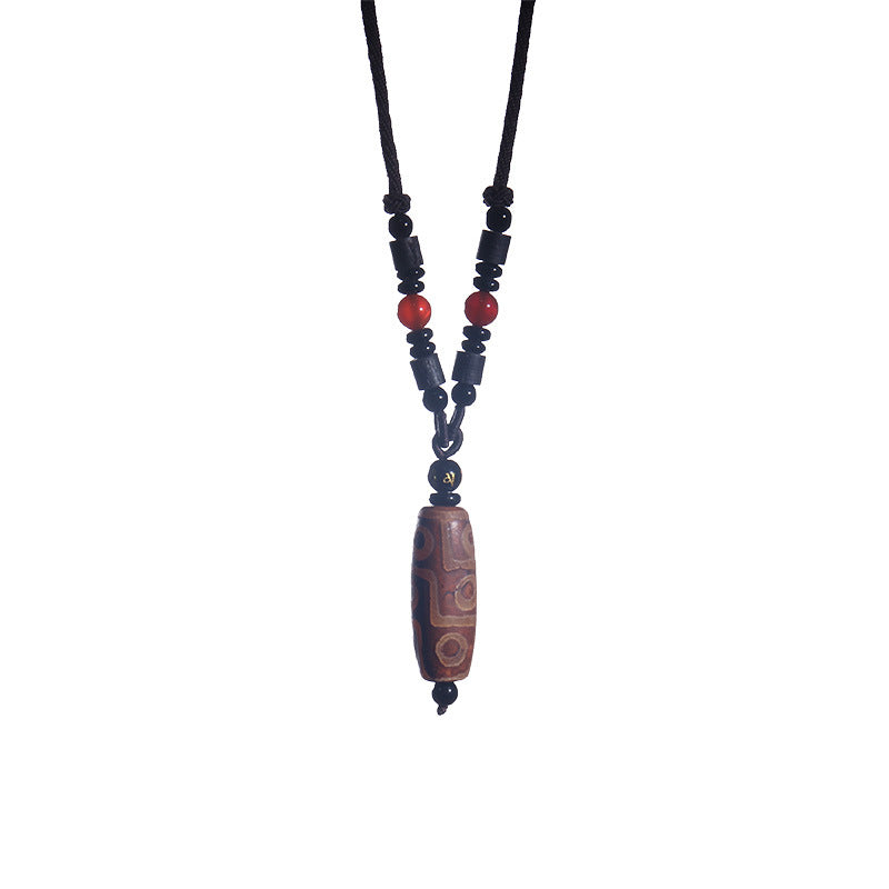 Nimara Ritual Tibetan Nine-Eye Dzi Bead Wealth Necklaces & Pendants
