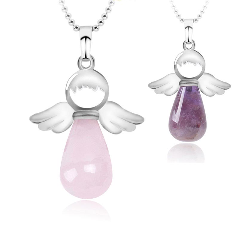Nimara Ritual Little Angel Wings Natural Crystal Luck Necklace Pendant