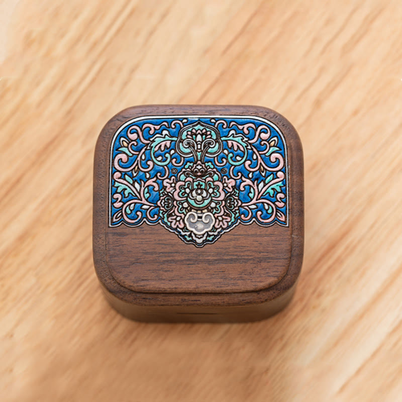 Nimara Ritual Retro Handmade Black Walnut Wood Ring Jewelry Storage Box Leaf Wooden Gift Box