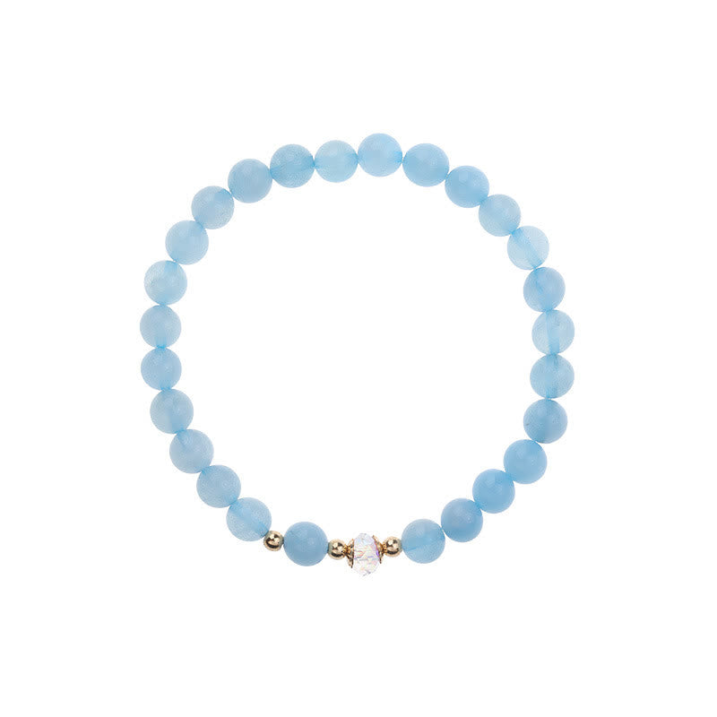 Nimara Ritual 14K Gold Plated Copper Aquamarine White Crystal White Agate Blue Crystal Healing Bracelet