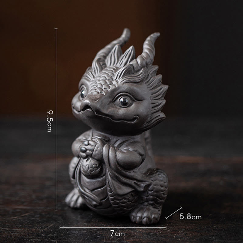 Nimara Ritual Luck Dragon Wealth Tea Pet Purple Clay Figurine Decoration