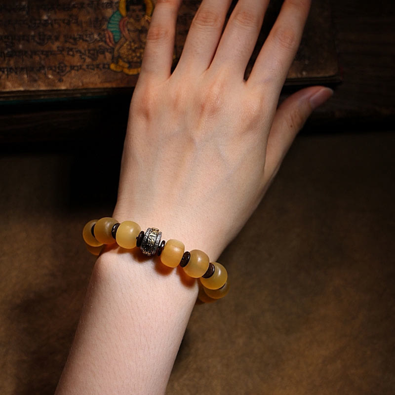 Nimara Ritual Handmade Tibetan Sheep Horn Om Mani Padme Hum Auspiciousness Bracelet