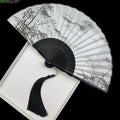 Nimara Ritual Vintage Bamboo Peony Butterfly Lotus Handheld Silk Folding Fan With Bamboo Frames