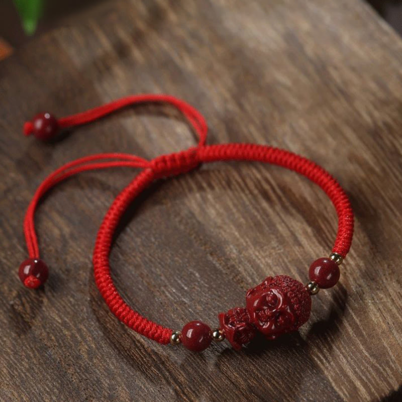Nimara Ritual Chinese Zodiac Natal Buddha Cinnabar Amulet Blessing String Bracelet