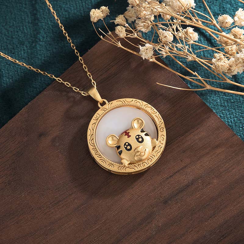 Nimara Ritual White Jade Year of the Tiger Blessing Necklace