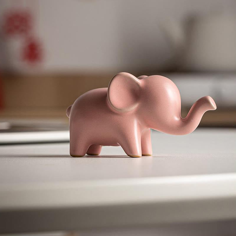 Nimara Ritual Small Ceramic Elephant Home Tea Pet Figurine Desk Decoration