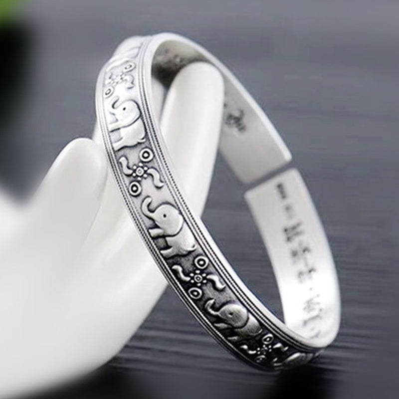 Nimara Ritual Elephant White Copper Strength Bracelet Bangle