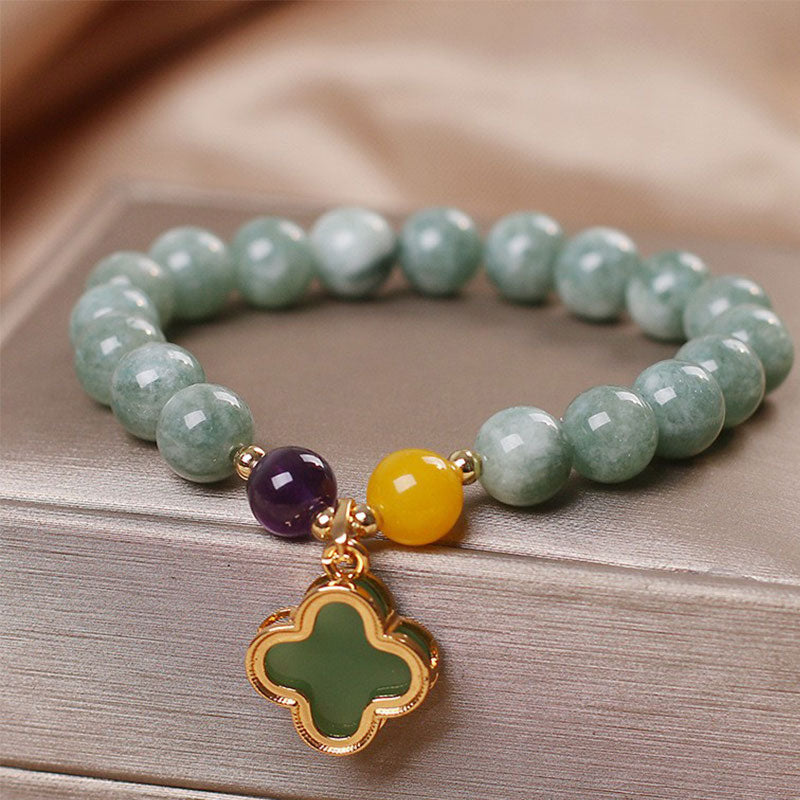 Nimara Ritual Jade Four Leaf Clover Luck Bracelet