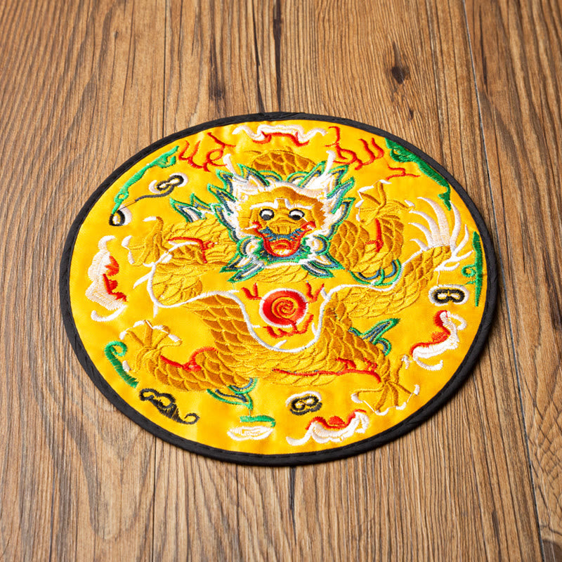 Nimara Ritual Dragon Embroidery Cup Mat Pad Tea Cup Coaster Kung Fu Tea Mat