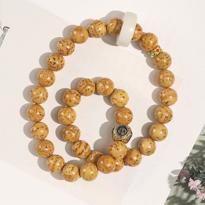 Nimara Ritual Tibetan Natural Purple Gold Rat Bodhi Seed Wealth Double Wrap Bracelet
