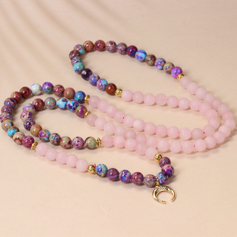 Nimara Ritual 108 Beads Miano Real Pink Crystal Mala Healing Bracelet