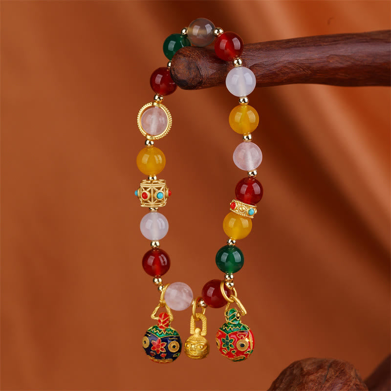 Nimara Ritual Gold Swallowing Beast Family Various Agate Crystal Success Bracelet