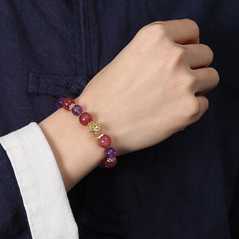 Nimara Ritual Natural Citrine Amethyst Rutilated Quartz Prosperity Protection Bracelet