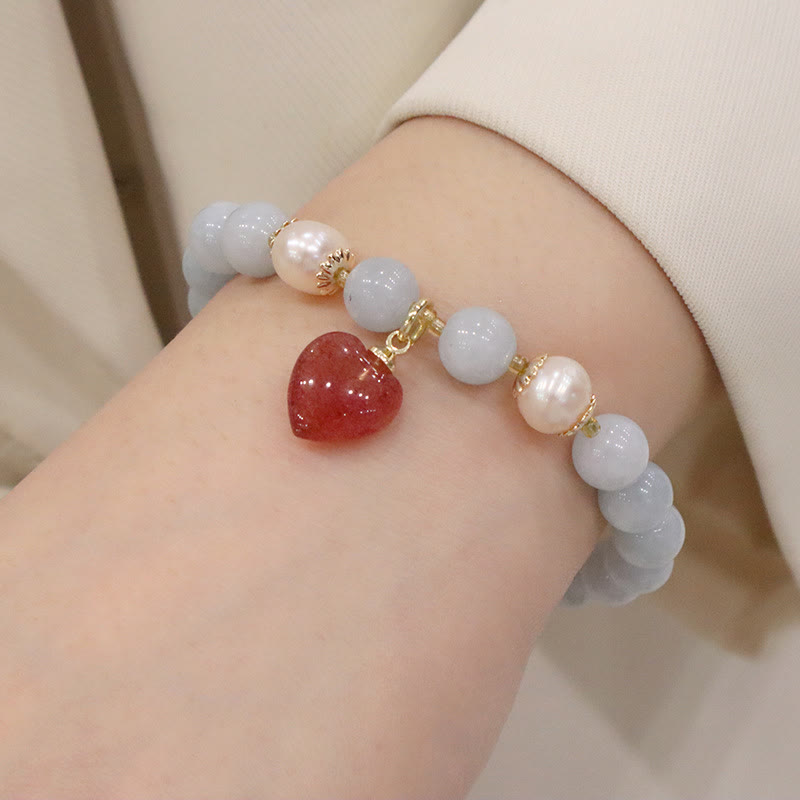 Nimara Ritual Natural Aquamarine Chalcedony Serenity Rabbit Gourd Cat Charm Bracelet