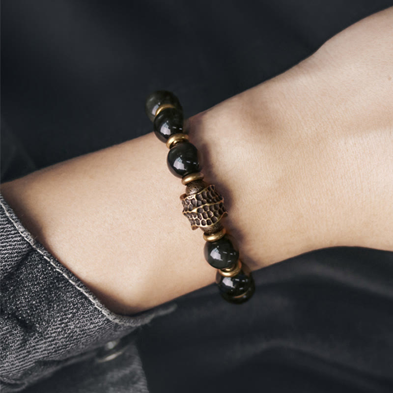 Nimara Ritual Rainbow Obsidian Copper Love Healing Bracelet