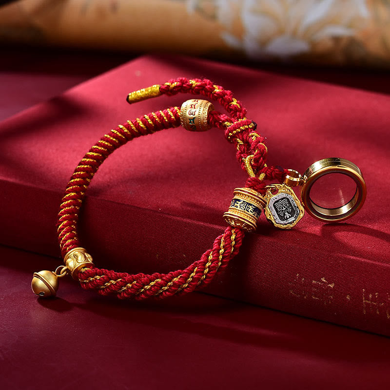 Nimara Ritual Tibetan Om Mani Padme Hum Carved Zakiram Goddess of Wealth Charm Amulet Bracelet