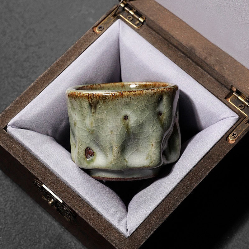 Nimara Ritual Handcrafted Simple Cracked Ice Texture Chinese Jianzhan Ceramic Teacup Kung Fu Tea Cup