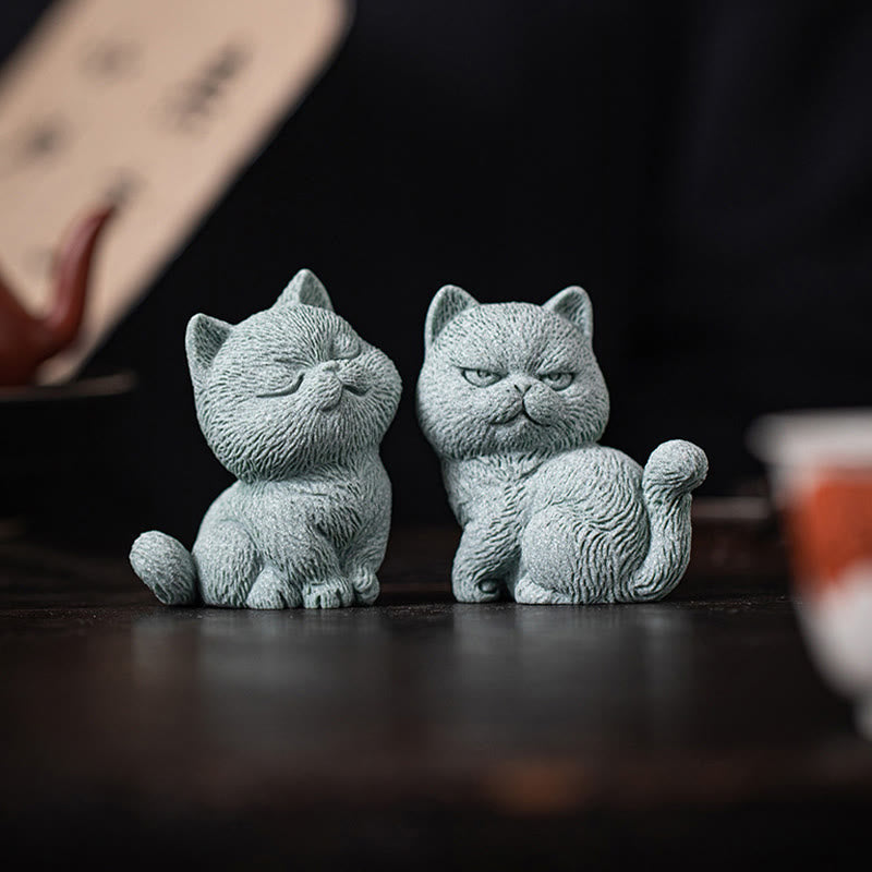 Nimara Ritual Small Cat Home Tea Pet Figurine Desk Decoration