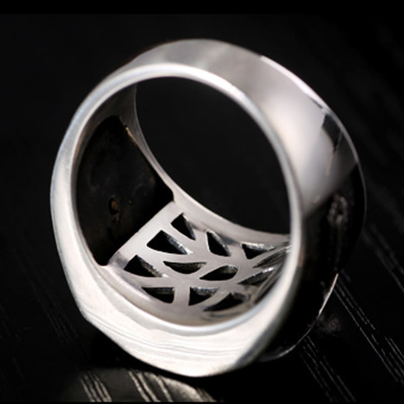 Nimara Ritual 925 Sterling Silver Sanskrit Design Carved Protection Adjustable Ring