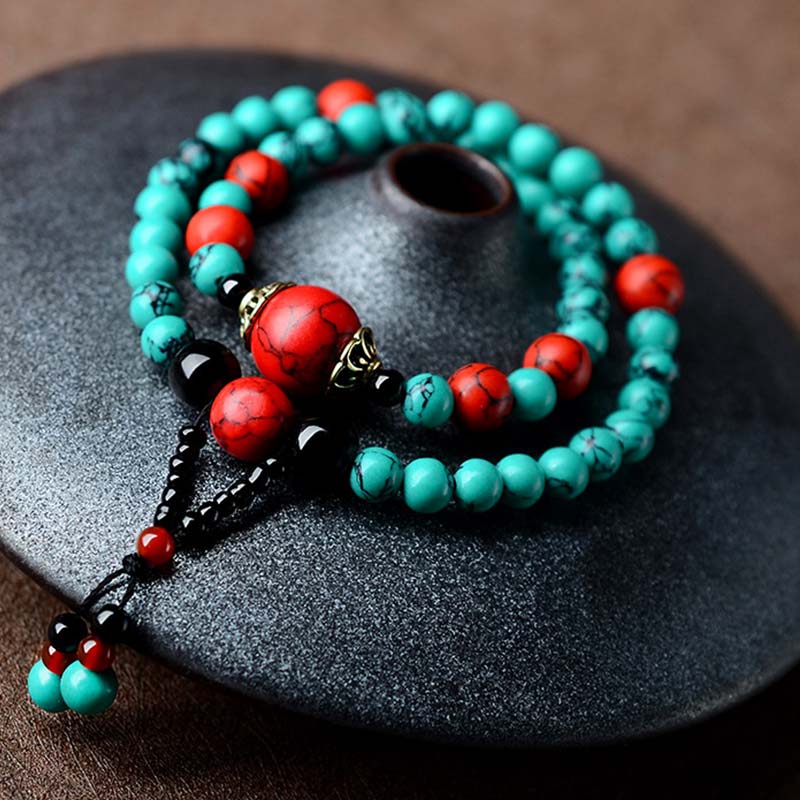 Nimara Ritual Turquoise Black Onyx Red Turquoise Bead Protection Bracelet