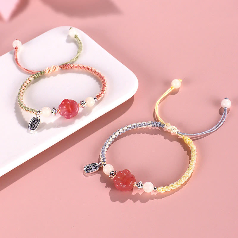 Nimara Ritual Yanyuan Agate Cat Claw Paw White Bodhi Seed Fu Character Positive Braided Rope Bracelet